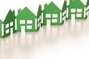 Green paper chain houses