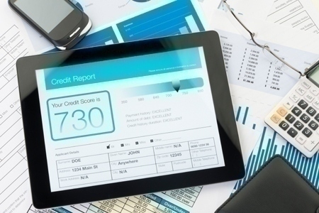 Credit report on a digital tablet