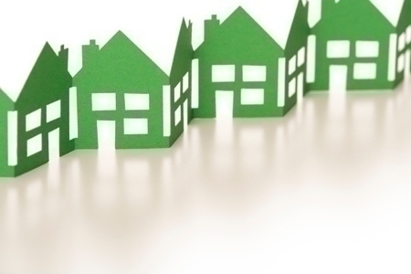 Green paper chain houses