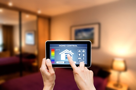 Remote home control system on a digital tablet.