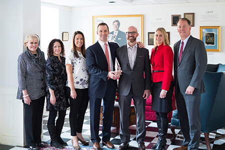 (L to R) LeadingRE President/CEO Pam O'Connor; WRRE Luxury Properties Marketing Managers Marisa Omiatacz and Leah Portale; WRRE Co-Presidents Ryan Raveis and Chris Raveis; WRRE Luxury Properties Executive Director Jamie Zdru; Luxury Portfolio International President Paul Boomsma (Image Credit: Kyle Norton)