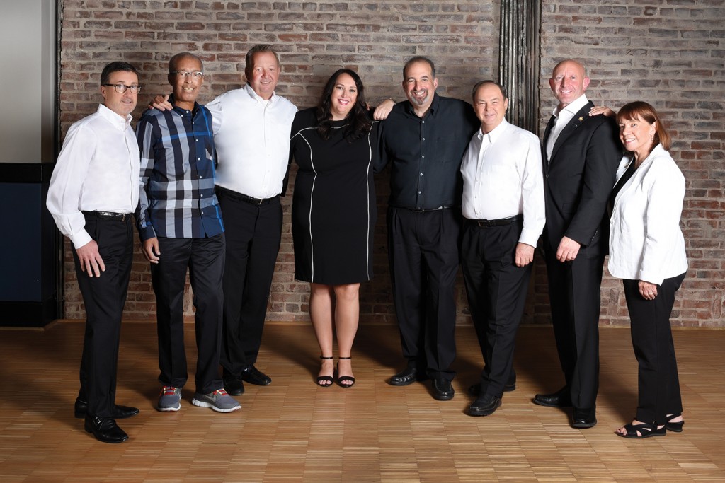 NAR's 2018 Leadership Team (L to R): First Vice President Vince Malta; Immediate Past President Bill Brown; President-Elect John Smaby; President Elizabeth Mendenhall; CEO Bob Goldberg; Treasurer Tom Riley; Vice President of Government Affairs Kenny Parcell; and Vice President of Association Affairs Colleen Badagliacco (Credit: Melissa Dispenza, Graphic Design Lead, NAR Communications)