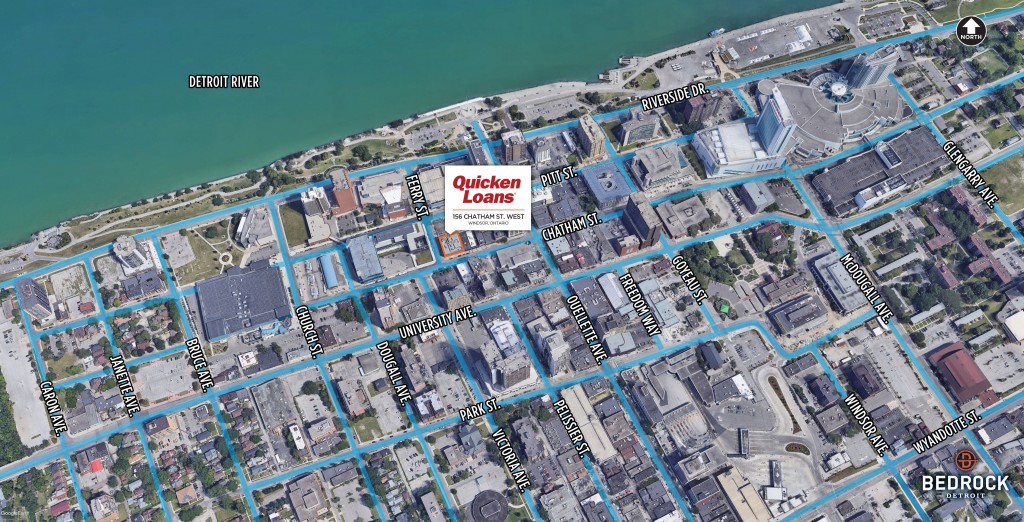 The new office is across the river from Quicken's Detroit headquarters.