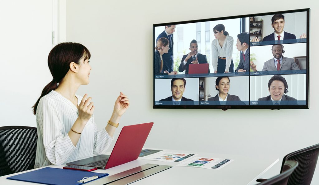 Video conference concept. Telemeeting. Videophone. Teleconference