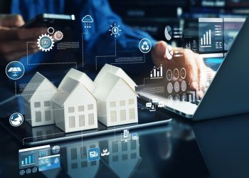 Property or real estate concepts with owner developer using innovation technology management. organization and forecasting kpi performance of business