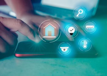 Smart home control with smartphone, smart home app. Lifestyle of person in modern life internet of things, Smart house technology.The new innovation of life.